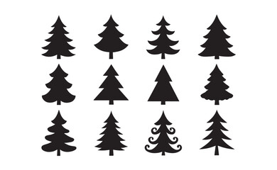 set of Christmas trees vector illustration