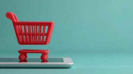 Exploring online shopping with a small shopping cart on a tablet e-commerce strategies in a digital environment