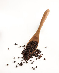 Aromatic Black Pepper Seasoning in Wooden Spoon