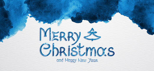 Merry Christmas handwritten lettering phrase isolated on transparent background.