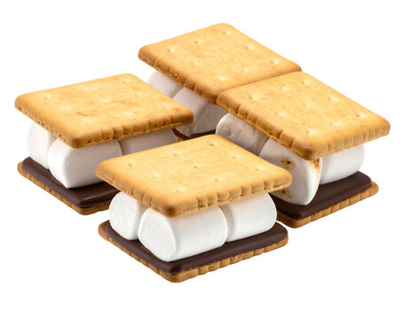Golden crackers, soft marshmallows, and melted chocolate sandwiches