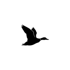 Obraz premium Silhouette of a flying duck isolated on transparent background