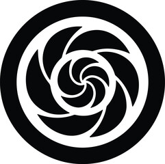 Illustration abstract swirl turbine circular fan blade shape silhouette vector
