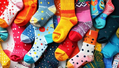 Realistic Colorful Socks Background &mdash; Close-Up Textile Texture for Product Advertising