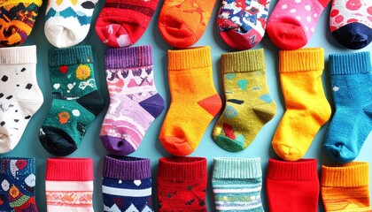 Realistic Colorful Socks Background &mdash; Close-Up Textile Texture for Product Advertising