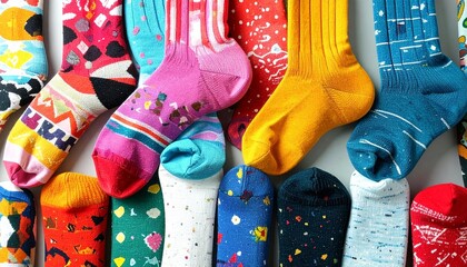 Realistic Colorful Socks Background &mdash; Close-Up Textile Texture for Product Advertising