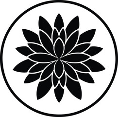 Illustration geometric lotus flower black and white elegant silhouette vector