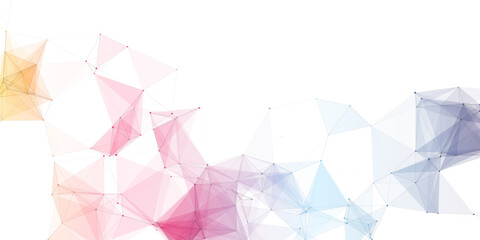 Abstract geometric background with connecting dots and lines with low poly triangle shapes. Polygonal Mesh Background Vector design digital technology concept Global network connection data structure.