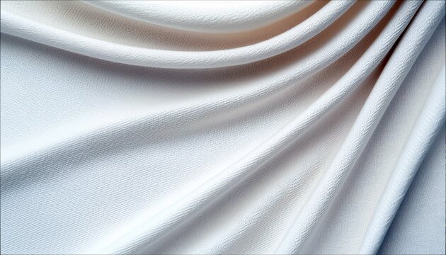 Close-up of white fabric with soft folds and shadows, creating a flowing and textured appearance.