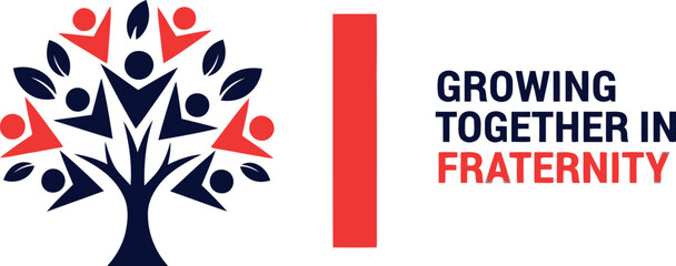 Fraternity community growth tree logo with abstract people figures