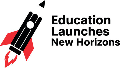 Education launches new horizons: rocket icon for learning growth