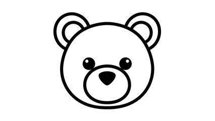 Fototapeta premium Cute Simple Bear Face Illustration on White Background