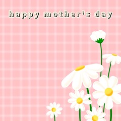 Happy Mother's Day Daisy Card on Pink Gingham