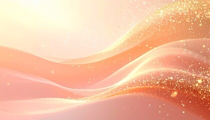 Abstract golden waves with glitter on soft pink background, perfect for artistic projects