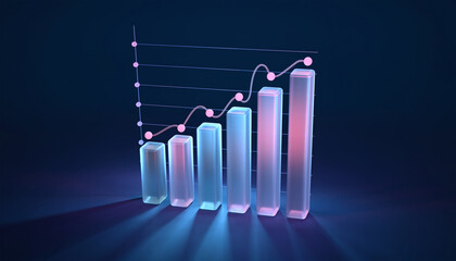 Futuristic 3D Crystal Glass Charts and Abstract Elements for Data Visualization