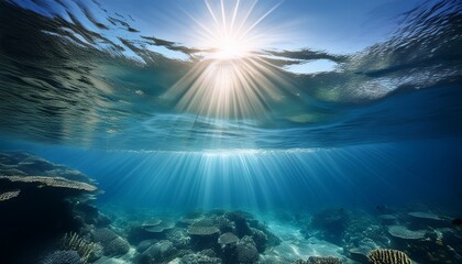 Naklejka premium underwater sunlight reflection