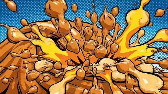 Giant Peanut Butter Tsunami Wave Comic Book Explosion