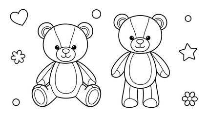 Fototapeta premium Cute Cartoon Teddy Bears Surrounded by Colorful Shapes and Patterns