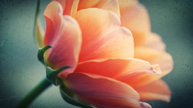 Delicate close-up footage of light apricot flower, soft petals and textured botanical beauty with