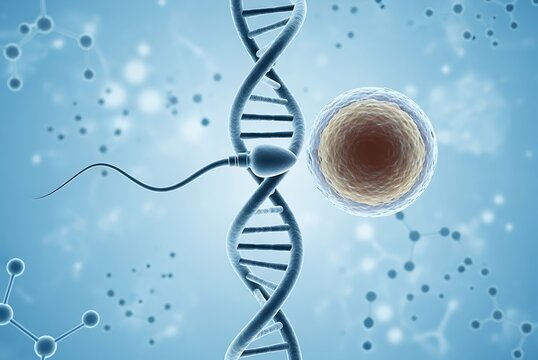 Sperm cell fertilizing egg dna genetic biology science