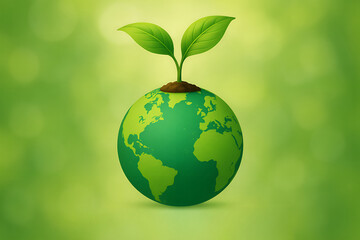 Green Earth with Growing Plant &ndash; Environmental Conservation Concept
