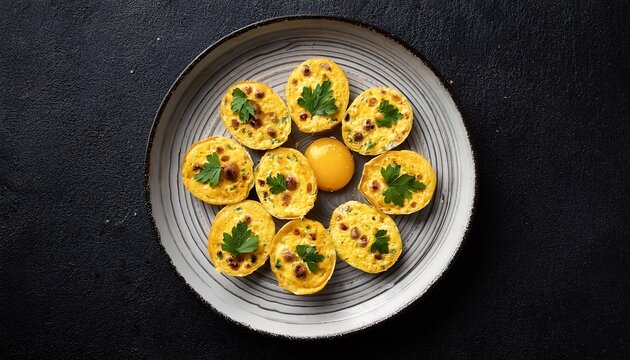 aerial view quail egg omelet recipe delicious tiny omelets overhead shot