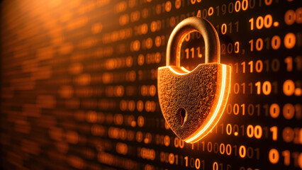 Digital security lock binary code data protection cybersecurity encryption technology safety internet security secure access information security