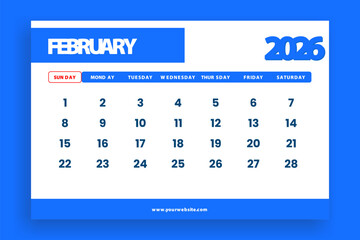 calendar february 2026 modern design