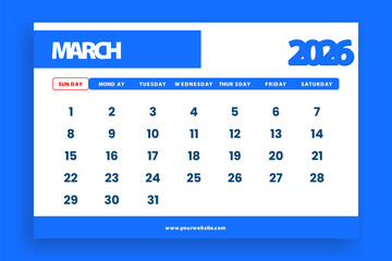 calendar march 2026 modern design