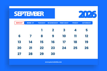 calendar september 2026 modern design