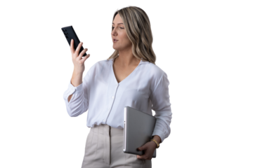 Professional businesswoman having video call on smartphone