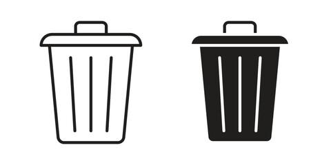Trash Bin icon silhouette abstract design. vector clipart designs