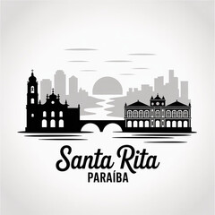 Fototapeta premium Santa Rita Brazil Skyline Silhouette — Coastal Paraíba Metropolitan City Vector Illustration