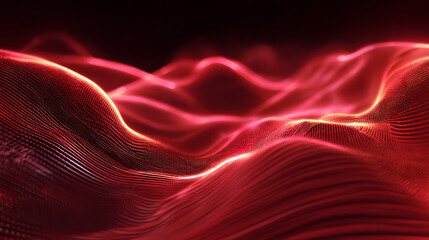 Abstract gradient particle waves seamlessly flowing with soft purple light and bokeh. Orange and blue digital waves. Technology, engineering, science, and artificial intelligence background