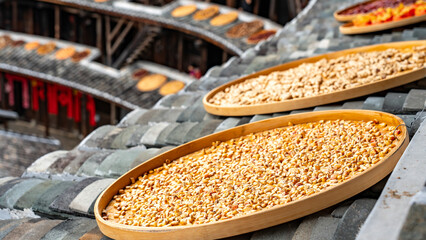 China, Tulou (earthen buildings), Southern Fujian architecture, Fujian, aerial photography, landmark buildings;