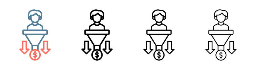 Sales Funnel Icon Collection Set Different Style