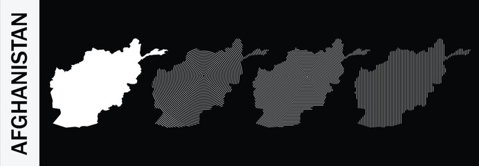 Obraz premium Collection of four stylized afghanistan map outlines with different abstract patterns