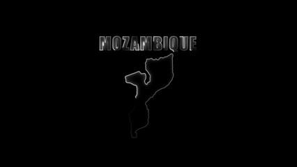Mozambique country outline with glowing text on black background geography © MSTSABINA