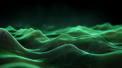 Abstract gradient particle waves seamlessly flowing with soft purple light and bokeh. Orange and blue digital waves. Technology, engineering, science, and artificial intelligence background