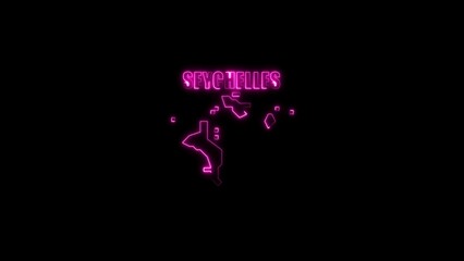 Neon Pink Outline Map of Seychelles Islands with Text image