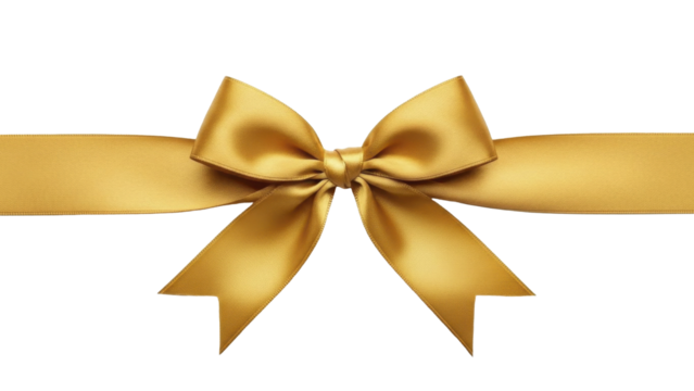  Golden Christmas ribbon bow on a transparent background PNG image
