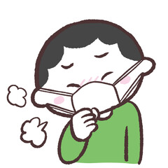咳をするマスクの男の子のイラスト