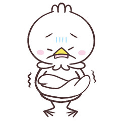 震える白い鳥のイラスト