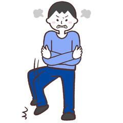 イライラ地団太踏む男性のイラスト