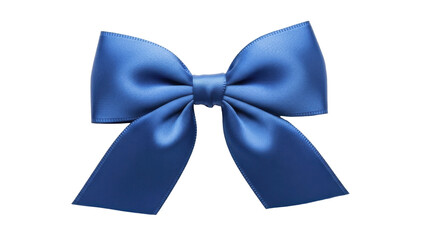 Naklejka premium A single elegant blue ribbon bow on a transparent background PNG image for festive decoration and gift wrapping