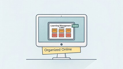 Computer monitor displaying learning management system interface