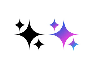 Sparkling gradient stars on a black background