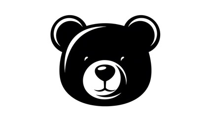 Obraz premium Cute Black Bear Head Illustration on White Background