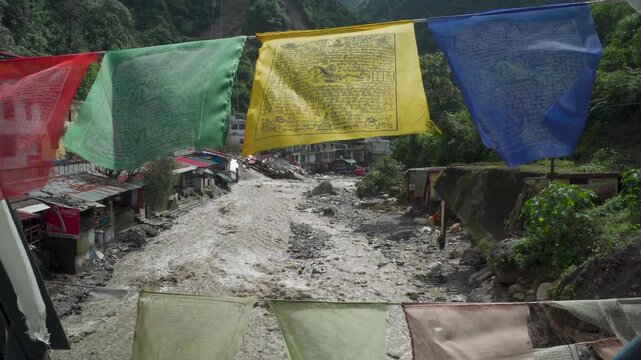 Cloudburst floods devastate Badli river banks in Sahastradhara Dehradun, Uttarakhand India.