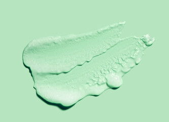 Cosmetic green cucumber or aloe, centella asiatica cica foam peeling gel beauty texture background